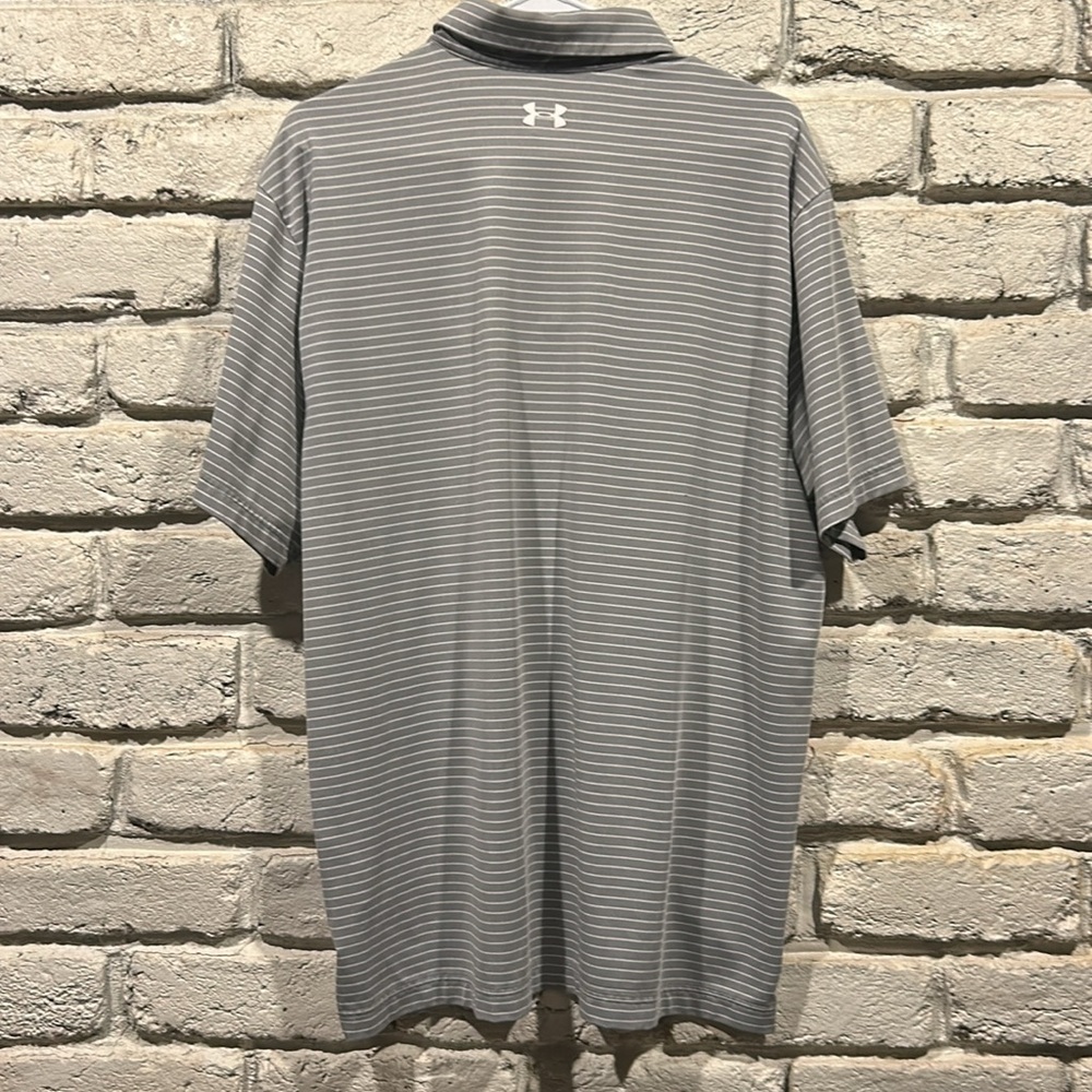 Under Armour Heat Gear, men’s Golf Polo Dr Fit, Exc Cond! Size XL, Grey w/white - Picture 5 of 7